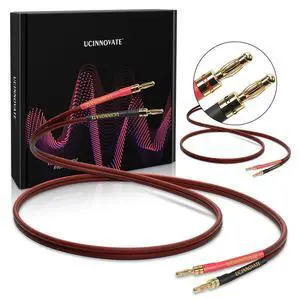 Speaker Cable with Banana Plugs, 2 Pack 9.8ft/3m 14 Gauge Speaker Wire with Gold-Plated Banana Plugs, Home Theater OFC Speaker Wire Cable for Hi-Fi & Home Audio, Amp, Vintage Speakers Speaker Cable with Banana Plugs, 2 Pack 9.8ft/3m 14 Gauge Speaker Wire with Gold-Plated Banana Plugs, Home Theater OFC Speaker Wire Cable for Hi-Fi & Home Audio, Amp, Vintage Speakers
