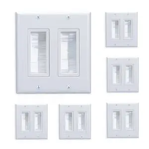 2-Gang Brush Wall Plate 6-Pack, Dual Gang Wall Plate for Cables Pass Through Wall Plate Cover, The brush plate and wall plate for Home Theater, HDTV, HDMI Cable Pass Through, White 2-Gang Brush Wall Plate 6-Pack, Dual Gang Wall Plate for Cables Pass Through Wall Plate Cover, The brush plate and wall plate for Home Theater, HDTV, HDMI Cable Pass Through, White