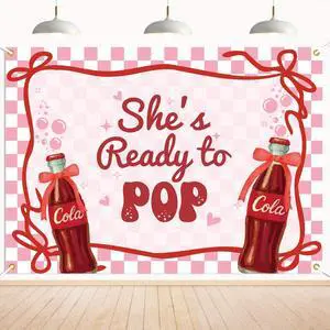 She's Ready to Pop Backdrop - Retro Soda Fountain Baby Shower Decor, Red Coquette Soda Theme Gender Reveal Party Decorations 7x5ft She's Ready to Pop Backdrop - Retro Soda Fountain Baby Shower Decor, Red Coquette Soda Theme Gender Reveal Party Decorations 7x5ft
