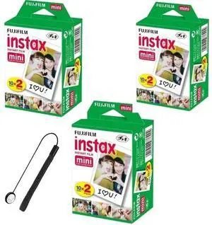 Instax Mini Instant Film for Mini Cameras, White, Credit Card Size with Free Bonus Cap Keeper - (3 x Twin Packs) Instax Mini Instant Film for Mini Cameras, White, Credit Card Size with Free Bonus Cap Keeper - (3 x Twin Packs)