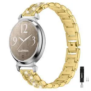 Stainless Steel Watch Band Compatible with Garmin Lily 2/Lily 2 Active, Elegant Metal Link Replacement Strap Bracelet with Resizing Tool, Jewelry Wristband Accessories for Women Girls Stainless Steel Watch Band Compatible with Garmin Lily 2/Lily 2 Active, Elegant Metal Link Replacement Strap Bracelet with Resizing Tool, Jewelry Wristband Accessories for Women Girls