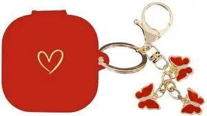 Compatible with Samsung Galaxy Buds 4 Pro and Galaxy Buds 4 (2026), Soft Silicone Case with Gold Heart Pattern with Cute Butterfly Keychain for Girls Women (Red) Compatible with Samsung Galaxy Buds 4 Pro and Galaxy Buds 4 (2026), Soft Silicone Case with Gold Heart Pattern with Cute Butterfly Keychain for Girls Women (Red)