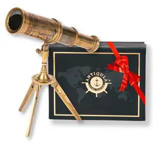 Vintage Brass Decor Telescope on Tripod, Antique Pirate Spyglass with Gift Box, Monocular Nautical Handheld Telescope Ideal for Home Decor, Gifting, Traveling, Kids, Bookshelf & Office Desk Vintage Brass Decor Telescope on Tripod, Antique Pirate Spyglass with Gift Box, Monocular Nautical Handheld Telescope Ideal for Home Decor, Gifting, Traveling, Kids, Bookshelf & Office Desk