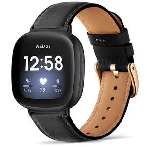 Leather Band Compatible with Fitbit Versa 3/Versa 4, Business Replacement Band for Fitbit Sense 2/Sense Men Women Leather Band Compatible with Fitbit Versa 3/Versa 4, Business Replacement Band for Fitbit Sense 2/Sense Men Women