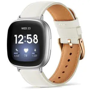 Leather Band Compatible with Fitbit Versa 3/Versa 4, Business Replacement Band for Fitbit Sense 2/Sense Men Women Leather Band Compatible with Fitbit Versa 3/Versa 4, Business Replacement Band for Fitbit Sense 2/Sense Men Women