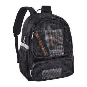 Mesh Backpack with Laptop Compartment, Ergonomic Reflective Design, Black | Semi-Transparent College Back Pack for Girls, Boys, For Commuting, Swimming, Travel, Beach, Outdoor Sports Mesh Backpack with Laptop Compartment, Ergonomic Reflective Design, Black | Semi-Transparent College Back Pack for Girls, Boys, For Commuting, Swimming, Travel, Beach, Outdoor Sports