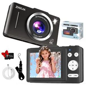 4K Digital Camera FHD 1080P Point and Shoot Camera with 64GB Card, Black | 16X Zoom, Anti Shake, Autofocus 4K, FHD 1080P, 48 MP 32GB Card, Compact Portable Small for Kids Girls Boys Beginners 4K Digital Camera FHD 1080P Point and Shoot Camera with 64GB Card, Black | 16X Zoom, Anti Shake, Autofocus 4K, FHD 1080P, 48 MP 32GB Card, Compact Portable Small for Kids Girls Boys Beginners