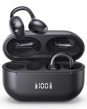 NEW Open-Ear Clip-On Wireless Earbuds, Comfortable & Secure Fit | Clear Sound, LED Battery Display, Physical Button Controls, Bluetooth 6.0, 11mm Drivers, Dual Mics, Black NEW Open-Ear Clip-On Wireless Earbuds, Comfortable & Secure Fit | Clear Sound, LED Battery Display, Physical Button Controls, Bluetooth 6.0, 11mm Drivers, Dual Mics, Black