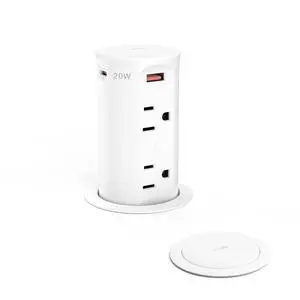 Pop up Countertop Outlet,2.5in Hole Desk Grommet,White | PD 20W USB C,4 Outlets Tamper Resistant,2.5in Hole,Flush Mount,Recessed Power Strip,ETL Listed Pop up Countertop Outlet,2.5in Hole Desk Grommet,White | PD 20W USB C,4 Outlets Tamper Resistant,2.5in Hole,Flush Mount,Recessed Power Strip,ETL Listed