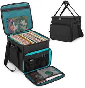 Vinyl Record Carry Bag with 2 Dividers Holds up to 60 LP Records | 2 Detachable Dividers, Album Storage Case for Travel and Collection, Bag Only Vinyl Record Carry Bag with 2 Dividers Holds up to 60 LP Records | 2 Detachable Dividers, Album Storage Case for Travel and Collection, Bag Only