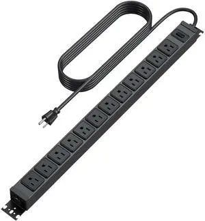 360° Rotating 12 Outlet Mountable Power Strip, Aluminum Alloy Long Power Strip,1200J, Heavy Duty Wall Mount Surge Protector with Switch, 6ft Power Cord 360° Rotating 12 Outlet Mountable Power Strip, Aluminum Alloy Long Power Strip,1200J, Heavy Duty Wall Mount Surge Protector with Switch, 6ft Power Cord