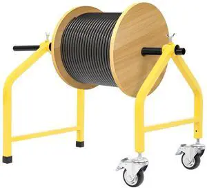 32" Wire Spool Rack, Portable Wire Reel Caddy, Removable Wheeled | Cable Dispenser, Steel Yellow Wire Pulling Rack with 300 lbs Capacity 32" Wire Spool Rack, Portable Wire Reel Caddy, Removable Wheeled | Cable Dispenser, Steel Yellow Wire Pulling Rack with 300 lbs Capacity