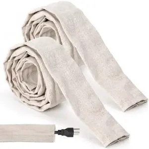 2-Pack 6FT Linen Fabric Cord Covers for Chandelier Chains & Wires | Soft Hook-and-loop Cable Sleeves Conceal TV, Audio, Computer and Wall Cords for A Cleaner Home Décor Setup 2-Pack 6FT Linen Fabric Cord Covers for Chandelier Chains & Wires | Soft Hook-and-loop Cable Sleeves Conceal TV, Audio, Computer and Wall Cords for A Cleaner Home Décor Setup