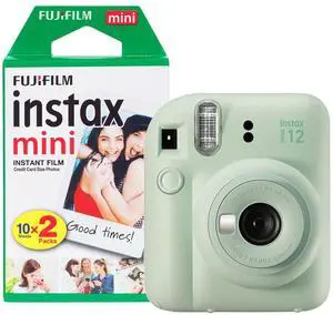 Fujifilm Mini 12 Instant Camera with 20 Shot Film Pack - Mint Green Fujifilm Mini 12 Instant Camera with 20 Shot Film Pack - Mint Green