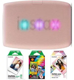INSTAX Mini Link 3 Smartphone Printer (Rose Pink) Bundle, Includes: White and Rainbow Film (30 Sheets), Macaron Film (10 Sheets) 4 Items INSTAX Mini Link 3 Smartphone Printer (Rose Pink) Bundle, Includes: White and Rainbow Film (30 Sheets), Macaron Film (10 Sheets) 4 Items