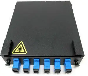 Wall Mount Fiber Enclosure with Spool and Loaded 6 Port SC-UPC Singlemode Simplex LGX Panel Wall Mount Fiber Enclosure with Spool and Loaded 6 Port SC-UPC Singlemode Simplex LGX Panel