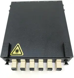 Wall Mount Fiber Enclosure with Spool and Loaded 6 Port SC-UPC OM1/OM2 Multimode Simplex LGX Panel Wall Mount Fiber Enclosure with Spool and Loaded 6 Port SC-UPC OM1/OM2 Multimode Simplex LGX Panel