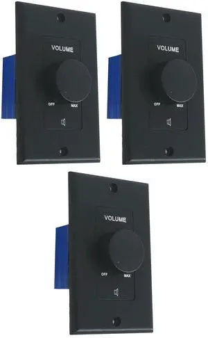 VOL70200 Black 200W 70V/100V Zone Volume Controller Box, 3-Pack | 1-Gang, 12-Step Attenuation, Detachable Euro-Block Terminal, Multi-Zone, Bakelite Knob, Mounting Screws Included VOL70200 Black 200W 70V/100V Zone Volume Controller Box, 3-Pack | 1-Gang, 12-Step Attenuation, Detachable Euro-Block Terminal, Multi-Zone, Bakelite Knob, Mounting Screws Included