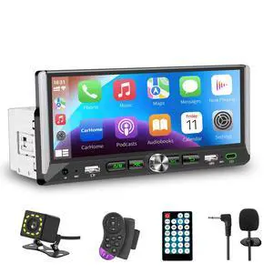 Single Din Car Stereo with Wireless Apple Carplay Android Auto 6.9'' Touchscreen 50W x 4 Output Car Radio bluetoothBackup Camera Mirror Link Navigation USB Type-C Fast Charging FM/AM EQ SWC Single Din Car Stereo with Wireless Apple Carplay Android Auto 6.9'' Touchscreen 50W x 4 Output Car Radio bluetoothBackup Camera Mirror Link Navigation USB Type-C Fast Charging FM/AM EQ SWC