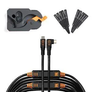 TetherGuard LeverLock Plate Camera Port Protection, Tripod Plate for Cable Management &TetherPro Optima 10G High-Speed 31 ft Straight to Right Angle USB-C to USB-C Cable Black TetherGuard LeverLock Plate Camera Port Protection, Tripod Plate for Cable Management &TetherPro Optima 10G High-Speed 31 ft Straight to Right Angle USB-C to USB-C Cable Black