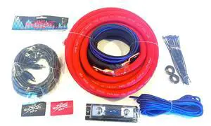 Oversized 1/0 Ga OFC AWG Amp Kit Twisted RCA Red Black Complete Sky High Oversized 1/0 Ga OFC AWG Amp Kit Twisted RCA Red Black Complete Sky High