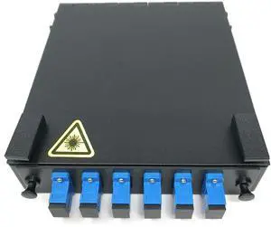 Wall Mount Fiber Enclosure with Splicing Module and Loaded 6 Port SC-UPC Singlemode LGX Panel Wall Mount Fiber Enclosure with Splicing Module and Loaded 6 Port SC-UPC Singlemode LGX Panel