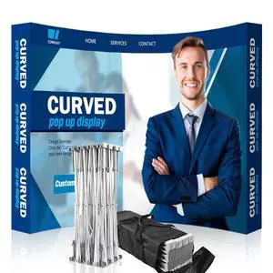Custom Curved Pop Up Displays Trade Show Backdrop 7.5x7.5 FT | Tension Fabric HD Banner Printing Banner Pop-up Display Stand Trade Show Booth Display for Business Corporate Wedding Mall Custom Curved Pop Up Displays Trade Show Backdrop 7.5x7.5 FT | Tension Fabric HD Banner Printing Banner Pop-up Display Stand Trade Show Booth Display for Business Corporate Wedding Mall