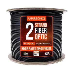 2 Strand Indoor/Outdoor Fiber Optic Cable, OS2 9/125 Singlemode, Corning SMF-28® Ultra, Bend Insensitive, Black, Riser Rated, Spool, 1000 Foot 2 Strand Indoor/Outdoor Fiber Optic Cable, OS2 9/125 Singlemode, Corning SMF-28® Ultra, Bend Insensitive, Black, Riser Rated, Spool, 1000 Foot