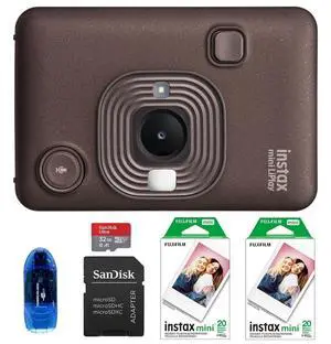 INSTAX MINI Liplay Hybrid Instant Camera Bundle, Includes: INSTAX MINI Instant Film (40 Exposures), 32GB MicroSD Memory Card and Card Reader (5 Items) (Deep Bronze) INSTAX MINI Liplay Hybrid Instant Camera Bundle, Includes: INSTAX MINI Instant Film (40 Exposures), 32GB MicroSD Memory Card and Card Reader (5 Items) (Deep Bronze)