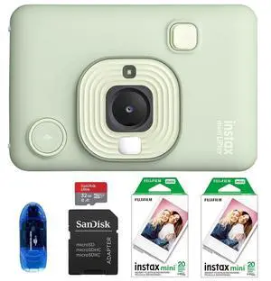 INSTAX MINI Liplay Hybrid Instant Camera Bundle, Includes: INSTAX MINI Instant Film (40 Exposures), 32GB MicroSD Memory Card and Card Reader (5 Items) (Matcha Green) INSTAX MINI Liplay Hybrid Instant Camera Bundle, Includes: INSTAX MINI Instant Film (40 Exposures), 32GB MicroSD Memory Card and Card Reader (5 Items) (Matcha Green)