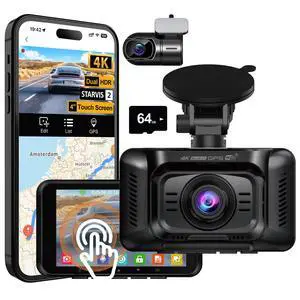 4K Dash Cam Front and Rear,STARVIS 2 HDR Dash Camera for Car | 4 Inch Touch Screen Dashcam with Free 64GB Card, GPS, 5G WiFi, Loop Recording, 24H Parking Mode, G-Sensor, Voice Control 4K Dash Cam Front and Rear,STARVIS 2 HDR Dash Camera for Car | 4 Inch Touch Screen Dashcam with Free 64GB Card, GPS, 5G WiFi, Loop Recording, 24H Parking Mode, G-Sensor, Voice Control