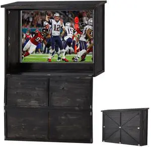 Hard Outdoor TV Cover 32 to 44 inch, Solid Wood Weatherproof TV Enclosure with Mount for Outside Flat Screen and TV Hard Outdoor TV Cover 32 to 44 inch, Solid Wood Weatherproof TV Enclosure with Mount for Outside Flat Screen and TV