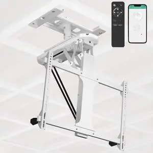 Drop Ceiling Electric TV Mount for 32 to 70 inch Screens, Flip Down Motorized VESA Bracket, Holds TVs up to 77 lbs, App and Voice Control, White, MOUNT-KIT-FD70W1C Drop Ceiling Electric TV Mount for 32 to 70 inch Screens, Flip Down Motorized VESA Bracket, Holds TVs up to 77 lbs, App and Voice Control, White, MOUNT-KIT-FD70W1C