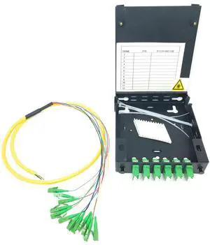 12 Port Wall Mount Fiber Enclosure with Splicing Module Singlemode Duplex LC-APC Kit (Includes a 1 Meter 12 Strand LC-APC Pigtail and 6 Port Duplex LGX Loaded Panel 12 Port Wall Mount Fiber Enclosure with Splicing Module Singlemode Duplex LC-APC Kit (Includes a 1 Meter 12 Strand LC-APC Pigtail and 6 Port Duplex LGX Loaded Panel