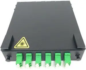 Wall Mount Fiber Enclosure with Spool and Loaded 6 Port LC-APC Singlemode Duplex LGX Panel Wall Mount Fiber Enclosure with Spool and Loaded 6 Port LC-APC Singlemode Duplex LGX Panel