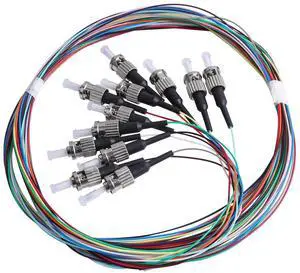 12 Strand ST/UPC Fiber Optic Pigtail, 1.5Meter(4.9Ft) 9/125 Color Coded Singlemode ST Fiber Pigtail for Networks Communication System 12 Strand ST/UPC Fiber Optic Pigtail, 1.5Meter(4.9Ft) 9/125 Color Coded Singlemode ST Fiber Pigtail for Networks Communication System