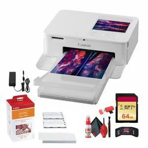 SELPHY CP1500 Compact Photo Printer (5540C002) (White) Bundle | For Home & Office Printing + 64GB Memory Card + Cleaning Kit + Card Reader + RP-108 Color Ink and Paper Set SELPHY CP1500 Compact Photo Printer (5540C002) (White) Bundle | For Home & Office Printing + 64GB Memory Card + Cleaning Kit + Card Reader + RP-108 Color Ink and Paper Set