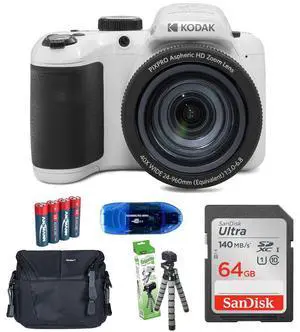 PIXPRO AZ405 Digital Camera Bundle, Includes: SanDisk 64GB SDXC Memory Card, Small Camera Bag, SD Card Reader and More (6 Items) (White) PIXPRO AZ405 Digital Camera Bundle, Includes: SanDisk 64GB SDXC Memory Card, Small Camera Bag, SD Card Reader and More (6 Items) (White)