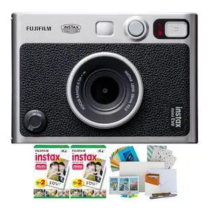 Instax Mini EVO Hybrid Digital/Instant Film Camera Bundle (Black) | Photo Box, Postcard Set, Pack 40 Exp Instax Mini EVO Hybrid Digital/Instant Film Camera Bundle (Black) | Photo Box, Postcard Set, Pack 40 Exp