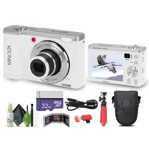 MNB5Z 56MP Dual Lens Point & Shoot Digital Camera with 5X Optical Zoom & 5K Ultra HD Video Bundle with 32GB Memory Card + Vlogger Tripod + Bag + 6Ave Cleaning Kit + More Accessories (White) MNB5Z 56MP Dual Lens Point & Shoot Digital Camera with 5X Optical Zoom & 5K Ultra HD Video Bundle with 32GB Memory Card + Vlogger Tripod + Bag + 6Ave Cleaning Kit + More Accessories (White)