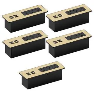 Recessed Power Strip Kit with Fast Charging 2 PD65W USB-C Ports, 2 USB-A Ports, 3 Power Desk Outlets, Replaceable Wooden Finish Panel Plate Flush Mount Charging Station Grommet - 5 Pcs Recessed Power Strip Kit with Fast Charging 2 PD65W USB-C Ports, 2 USB-A Ports, 3 Power Desk Outlets, Replaceable Wooden Finish Panel Plate Flush Mount Charging Station Grommet - 5 Pcs