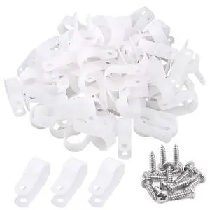 120 Pieces 5/8 inch White Nylon Cable Clamps with Stainless Steel Screws, R-Type Mounting Cord Fastener Wire Clamps for Wire Pipe Management 120 Pieces 5/8 inch White Nylon Cable Clamps with Stainless Steel Screws, R-Type Mounting Cord Fastener Wire Clamps for Wire Pipe Management