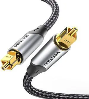 TOSLINK Optical Audio Cable with Gold-Plated Heads, Nylon Braided Fiber Optic Cord, SPDIF Digital Audio Optical Cable for Soundbar, TV, Home Cinema(Several Size) (Gray, 10ft) TOSLINK Optical Audio Cable with Gold-Plated Heads, Nylon Braided Fiber Optic Cord, SPDIF Digital Audio Optical Cable for Soundbar, TV, Home Cinema(Several Size) (Gray, 10ft)