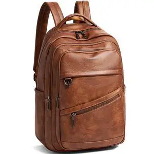 Backpack for Women Men - Vegan Leather Backpack Purse Travel Carry-on Bag College Bookbag Work fits 16.5" Laptop, Brown Backpack for Women Men - Vegan Leather Backpack Purse Travel Carry-on Bag College Bookbag Work fits 16.5" Laptop, Brown