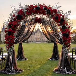 Wedding Arch Draping Fabric 28" x19FT Black Shimmery Sheer Fabric Drapes 2 Panels Arch Backdrop Curtains for Wedding Decor Ceremony Birthday Party Baby Shower Home Decoration Wedding Arch Draping Fabric 28" x19FT Black Shimmery Sheer Fabric Drapes 2 Panels Arch Backdrop Curtains for Wedding Decor Ceremony Birthday Party Baby Shower Home Decoration