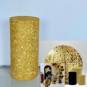 Stretchy Cloth Cylinder Cover for Party Decoration Plinth Cover Pedestal Cover Golden Style Stretchy Cloth Cylinder Cover for Party Decoration Plinth Cover Pedestal Cover Golden Style