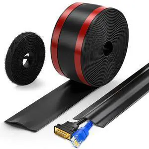 16.4ft Cable Protector, Self-Adhesive Floor Cord Cover for Home Office | Flexible PVC Cord Covers, Cut-to-Fit, Safe for Carpet & Hard Floors Hide Cords & Prevent Tripping 16.4ft Cable Protector, Self-Adhesive Floor Cord Cover for Home Office | Flexible PVC Cord Covers, Cut-to-Fit, Safe for Carpet & Hard Floors Hide Cords & Prevent Tripping