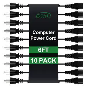 6FT Computer Replacement Power Cord (10 Pack), 3 Prong AC Power Cable, NEMA 5-15P to IEC13, 18 AWG, 10A 110V-300V(MAX), AC Power Cord for TV, Computer, Monitor, Appliance, Desktop, Scanner, Printer 6FT Computer Replacement Power Cord (10 Pack), 3 Prong AC Power Cable, NEMA 5-15P to IEC13, 18 AWG, 10A 110V-300V(MAX), AC Power Cord for TV, Computer, Monitor, Appliance, Desktop, Scanner, Printer