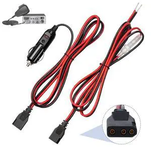 2 Pack CB Radio Power Cord, 3 Pin Plug Cable with 12V Cigarette Lighter | CB Power Cord Compatible with Cobra Uniden Midland Mobile Radios, 2-Wire 15A Fused Replacement Cable and Radio Accessory 2 Pack CB Radio Power Cord, 3 Pin Plug Cable with 12V Cigarette Lighter | CB Power Cord Compatible with Cobra Uniden Midland Mobile Radios, 2-Wire 15A Fused Replacement Cable and Radio Accessory