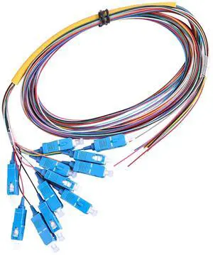 12 Strand SC/UPC Fiber Optic Pigtail, 1.5Meter(4.9Ft) 9/125um Color Coded Singlemode SC/UPC Fiber Pigtail for Networks Communication System 12 Strand SC/UPC Fiber Optic Pigtail, 1.5Meter(4.9Ft) 9/125um Color Coded Singlemode SC/UPC Fiber Pigtail for Networks Communication System
